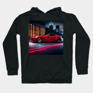 Hot red sports car in the city Hoodie